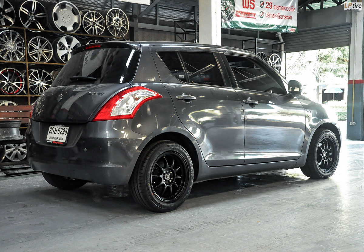 Suzuki Swift + ล้อแม็ก ENKEI KT 007 สี ดำเงา ขอบ 15 + ยาง YOKOHAMA A-DRIVE  195/55-15 