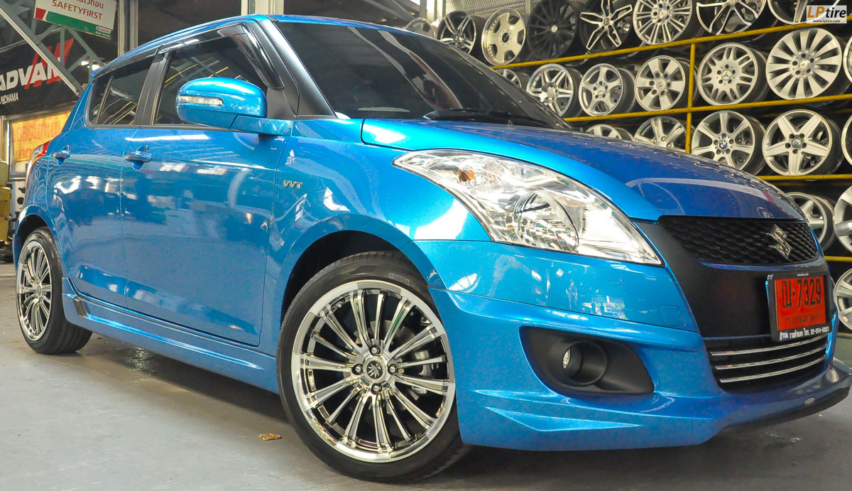 SUZUKI SWIFT + แม็ก LG 076 ขอบ17 สีBCกลึงหน้าเงา + ยาง YOKOHAMA AE50 205/45-17