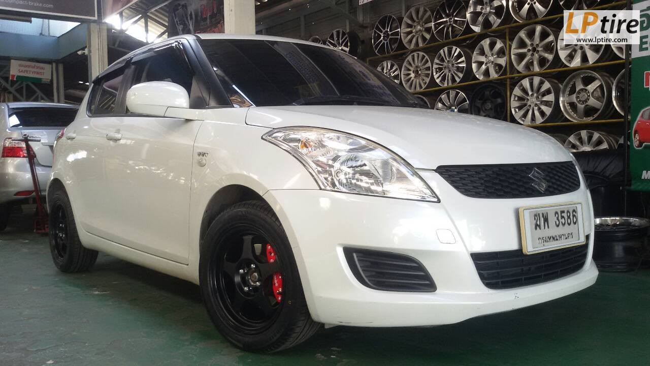 SUZUKI SWIFT เปลี่ยนแม็ก SPOON 15นิ้ว สี ดำด้าน พร้อมยางRYDANZ R02 195/55-15