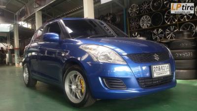 SUZUKI SWIFT จัดไปกับล้อ RPF1 16 นิ้ว พร้อมยาง CONTINENTAL MC5 195/50-16 พร้อมฝาครอบ BREAMBO เหลือง หล่อมากๆ