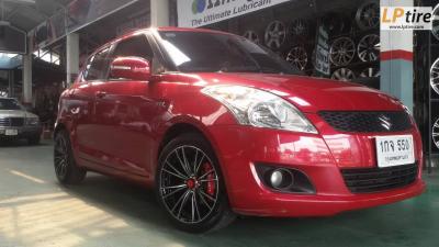 SUZUKI SWIFT มาจัดล้อแม็ก LENSO SCH 16 นิ้ว สีดำหน้าเงา พร้อมยางรถยนต์ TOYO DRB 205/45-16 หล่อๆอีกแล้ว