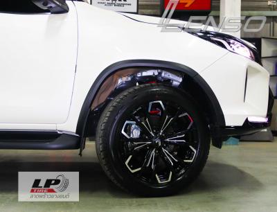 #TOYOTA#FORTUNER จัดล้อแม็ก #LENSO#BLACK#ANGEL V5 20x9.5 ET20 6x139.7 #ดำเงาขลิปเงิน ใช้ยางเดิมยังสวยลงตัว