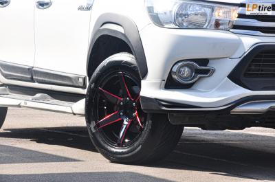 TOYOTA REVO + ล้อแม็ก APP TORQ Shogun SA1 หน้า9.5 (25) หลัง10.5 (25) 18x9.5 ET25 6x139.7 ดำเงามิลลิ่งก้านแดง + ยางรถยนต์ WOLVERINE XXX 265/60-18 