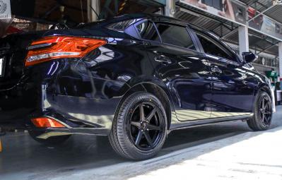 TOYOTA VIOS จัดแม็ก LENSO Jager Craft 15x7 ET35 4x100 #ดำด้าน พร้อมยางยนต์ YOKOHAMA A-DRIVE AA01 195/55-15