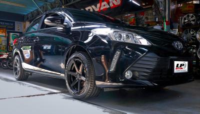 TOYOTA VIOS จัดแม็ก LENSO Jager Craft 15x7 ET35 4x100 #ดำด้าน พร้อมยางยนต์ YOKOHAMA A-DRIVE AA01 195/55-15