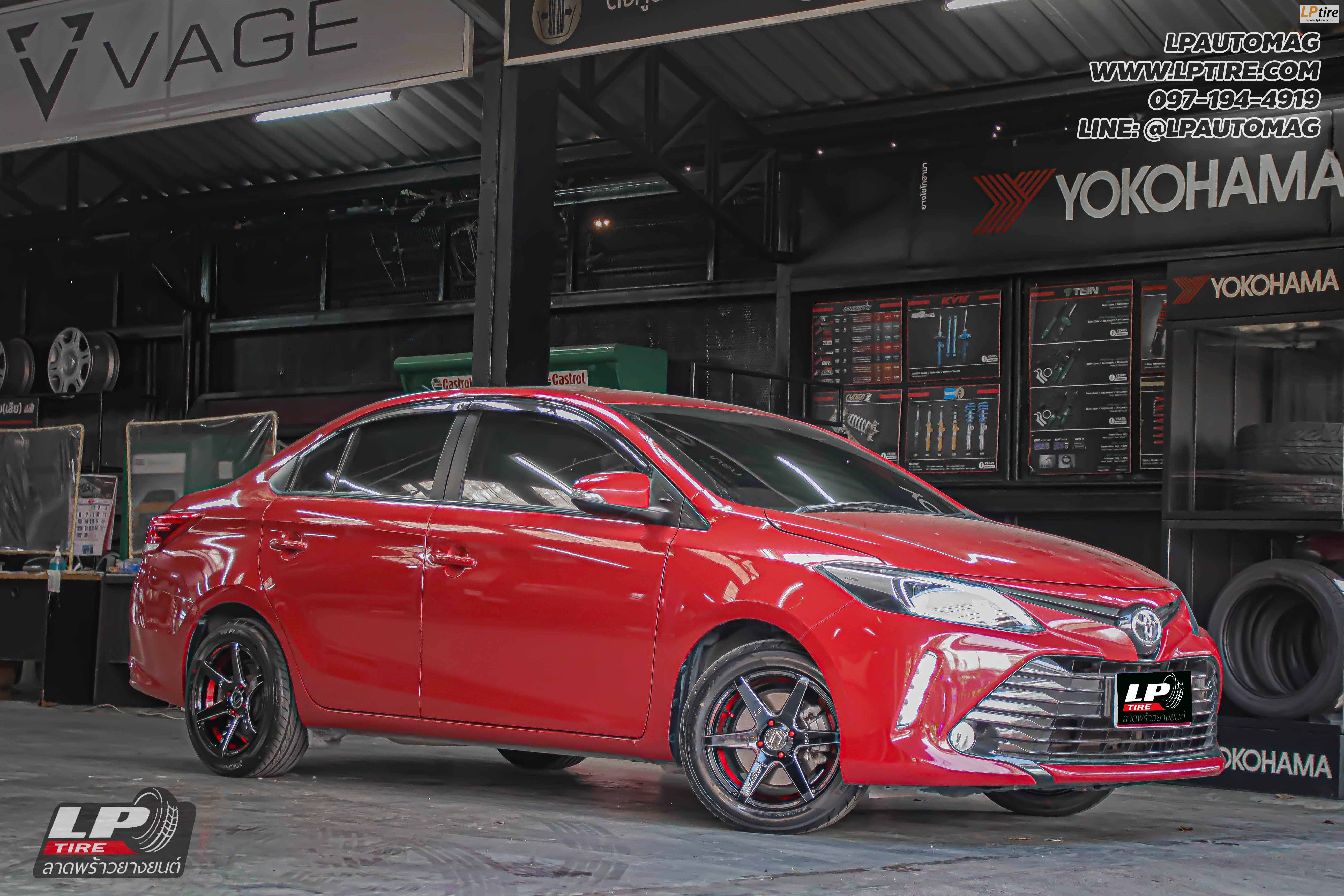 รถ - TOYOTA VIOS ล้อแม็ก - COSMIS INNERLINE.S1 ดำอันเดอร์คัตแดงมิลลิ่งก้านเงิน สเปค - 15x7 ET30 4x100 ยาง - YOKOHAMA V701 เบอร์ - 195/55-15