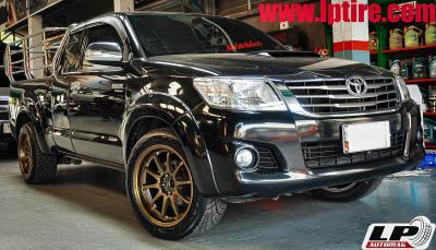 TOYOTA VIGO + แม็กลาย CE28 หน้า9หลัง10 18นิ้ว สีทองแดงยิงทราย + ยาง G2 TIRE RAIDEN HERO R111 หน้า 245/50-18 หลัง 275/45-18