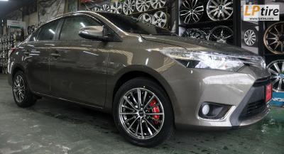 Toyota Vios + ล้อแม็ก SSW Velocity (S158) 16นิ้ว สี Black Chrome + ยาง YOKOHAMA EARTH-1 195/55R16