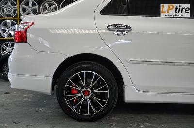 Toyota Vios + ล้อแม็ก Lenso Samurai Bushido (SCB) 15นิ้ว สีดำหน้าเงา + ยาง DUNLOP LM704 195/55-15