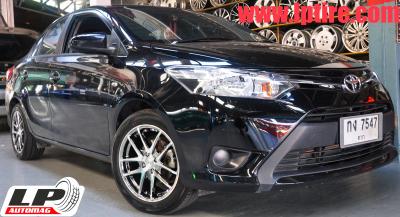 Toyota Vios + ล้อแม็ก TMW XHC303 7นิ้ว สีBlackโครเมี่ยมหน้าเงา + ยางรถยนต์ YOKOHAMA AE50 205/50-16