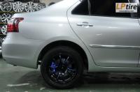 Toyota Vios + แม็ก Advanti Moter Rismo (MI506) 15นิ้ว สีดำขลิบน้ำเงิน + ยาง Falken ZE912 195/55R15
