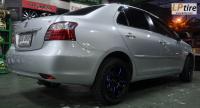 Toyota Vios + แม็ก Advanti Moter Rismo (MI506) 15นิ้ว สีดำขลิบน้ำเงิน + ยาง Falken ZE912 195/55R15