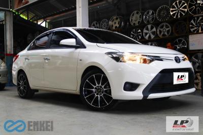 TOYOTA VIOS จัดล้อแม็ก YHI ENKEI SC22 17x7 ET40 4x100-4x114.3 ดำหน้าเงา พร้อมยาง YOKOHAMA ES32 205/45-17 