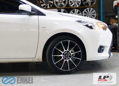 TOYOTA VIOS จัดล้อแม็ก YHI ENKEI SC22 17x7 ET40 4x100-4x114.3 ดำหน้าเงา พร้อมยาง YOKOHAMA ES32 205/45-17 