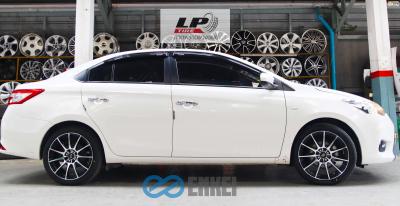 TOYOTA VIOS จัดล้อแม็ก YHI ENKEI SC22 17x7 ET40 4x100-4x114.3 ดำหน้าเงา พร้อมยาง YOKOHAMA ES32 205/45-17 