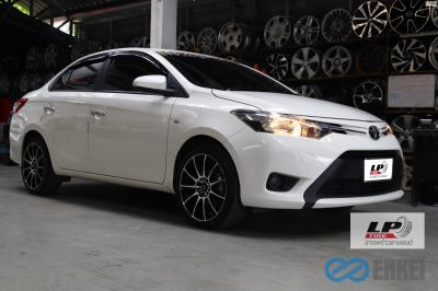 TOYOTA VIOS จัดล้อแม็ก YHI ENKEI SC22 17x7 ET40 4x100-4x114.3 ดำหน้าเงา พร้อมยาง YOKOHAMA ES32 205/45-17 