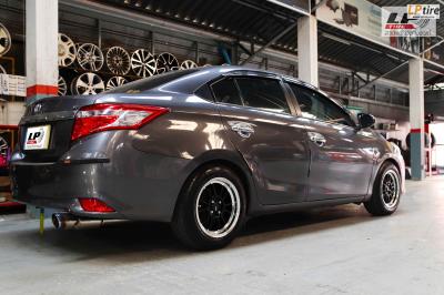 #TOYOTA#VIOS จัดล้อแม็ก #KONIG N781 15x7.5 ET35 4x100 #ดำขอบเงา ใส่ยางเดิมยังสวยงาม