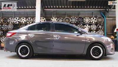 #TOYOTA#VIOS จัดล้อแม็ก #KONIG N781 15x7.5 ET35 4x100 #ดำขอบเงา ใส่ยางเดิมยังสวยงาม