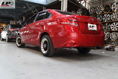 #TOYOTA#VIOS ป้ายแดงจัดแม็ก #ZX19C 15x7 ET35 4x100-4x114.3 #ดำขอบเงาหมุดทอง ใส่ยางเดิมสวยงาม