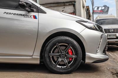 รถ -TOYOTA VIOSล้อแม็ก - INFERNO INF-8R RS ดำอันเดอร์คัตเงินก้านเงิน สเปค - 15x7 ET35 4x100 รัดยาง - ยางเดิม เบอร์ - 195/55-15