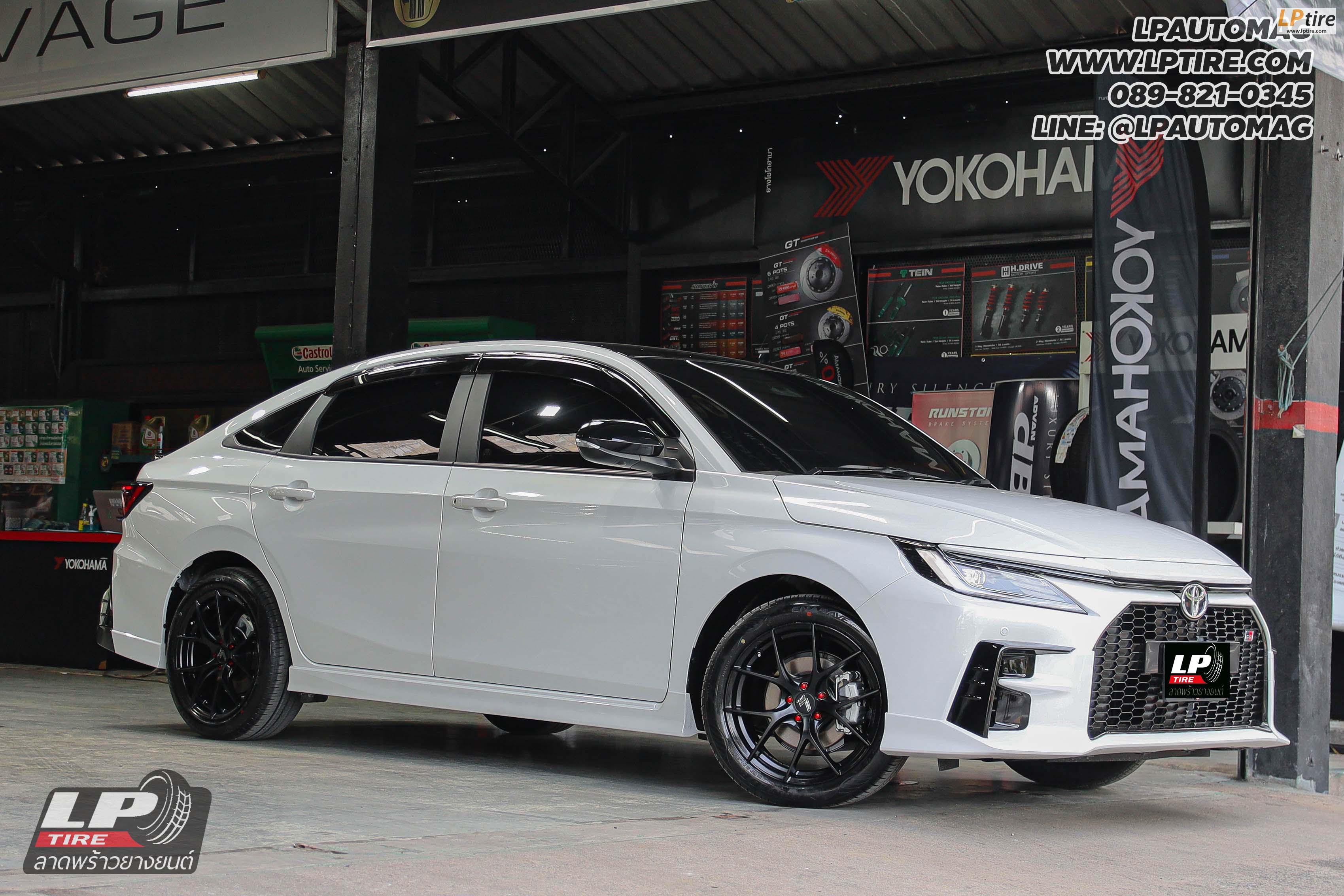 รถ - TOYOTA YARIS ATIV HEV GR SPORT ล้อแม็ก - LENSO Jager Dyna ดำด้าน สเปค - 17x7.5 ET35 5x100 ใช้ยางเดิม