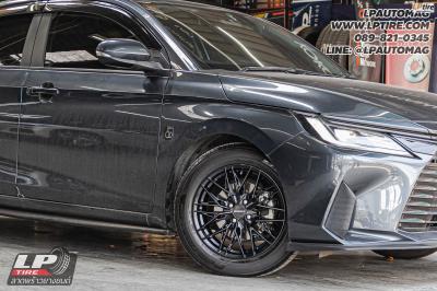 รถ - TOYOTA YARIS Ativ ล้อแม็ก - LENSO YETI ดำด้าน สเปค - 16x7 ET35 4x100 ใช้ยางเดิม