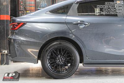 รถ - TOYOTA YARIS Ativ ล้อแม็ก - LENSO YETI ดำด้าน สเปค - 16x7 ET35 4x100 ใช้ยางเดิม