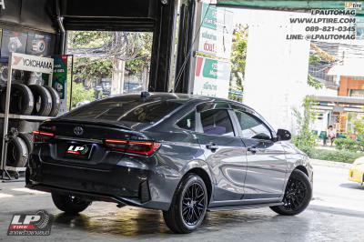 รถ - TOYOTA YARIS Ativ ล้อแม็ก - LENSO YETI ดำด้าน สเปค - 16x7 ET35 4x100 ใช้ยางเดิม