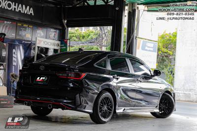 รถ - TOYOTA YARIS Ativ ล้อแม็ก - LENSO YETI ดำด้าน สเปค - 16x7 ET35 4x100 ใช้ยางเดิม