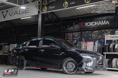 รถ - TOYOTA YARIS Ativ ล้อแม็ก - LENSO YETI ดำด้าน สเปค - 16x7 ET35 4x100 ใช้ยางเดิม