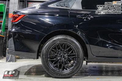 รถ - TOYOTA YARIS Ativ ล้อแม็ก - LENSO YETI ดำด้าน สเปค - 16x7 ET35 4x100 ใช้ยางเดิม