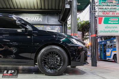 รถ - TOYOTA YARIS Ativ ล้อแม็ก - LENSO YETI ดำด้าน สเปค - 16x7 ET35 4x100 ใช้ยางเดิม