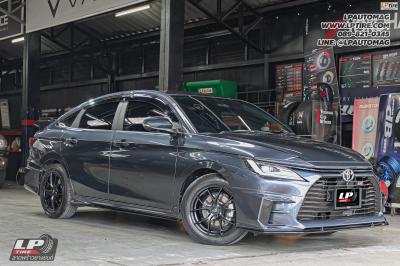 รถ - TOYOTA YARIS ATIV ล้อแม็ก - LENSO Jager Dyna ดำด้าน สเปค - 16x7 ET35 4x100 ใช้ยางเดิม