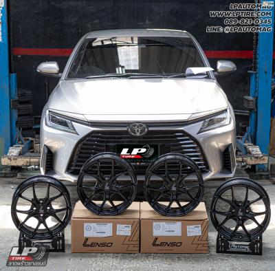 รถ - TOYOTA YARIS ATIV ล้อแม็ก - LENSO Jager Dyna ดำด้าน สเปค - 16x7 ET35 4x100 ใช้ยางเดิม