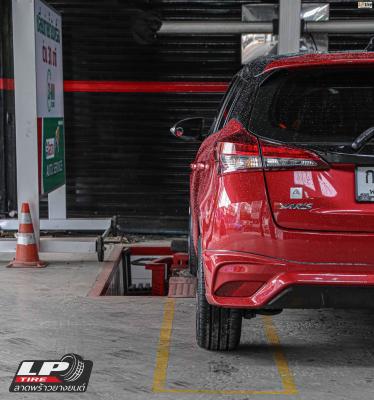 รถ -TOYOTA YARIS ล้อแม็ก - INFERNO INF-8R RS (คัทแดง) ดำอันเดอร์คัตแดงก้านเงิน ขอบ - 15x7 ET35 4x100 ยาง - YOKOHAMA A-DRIVE AA01 เบอร์ - 195/55-15