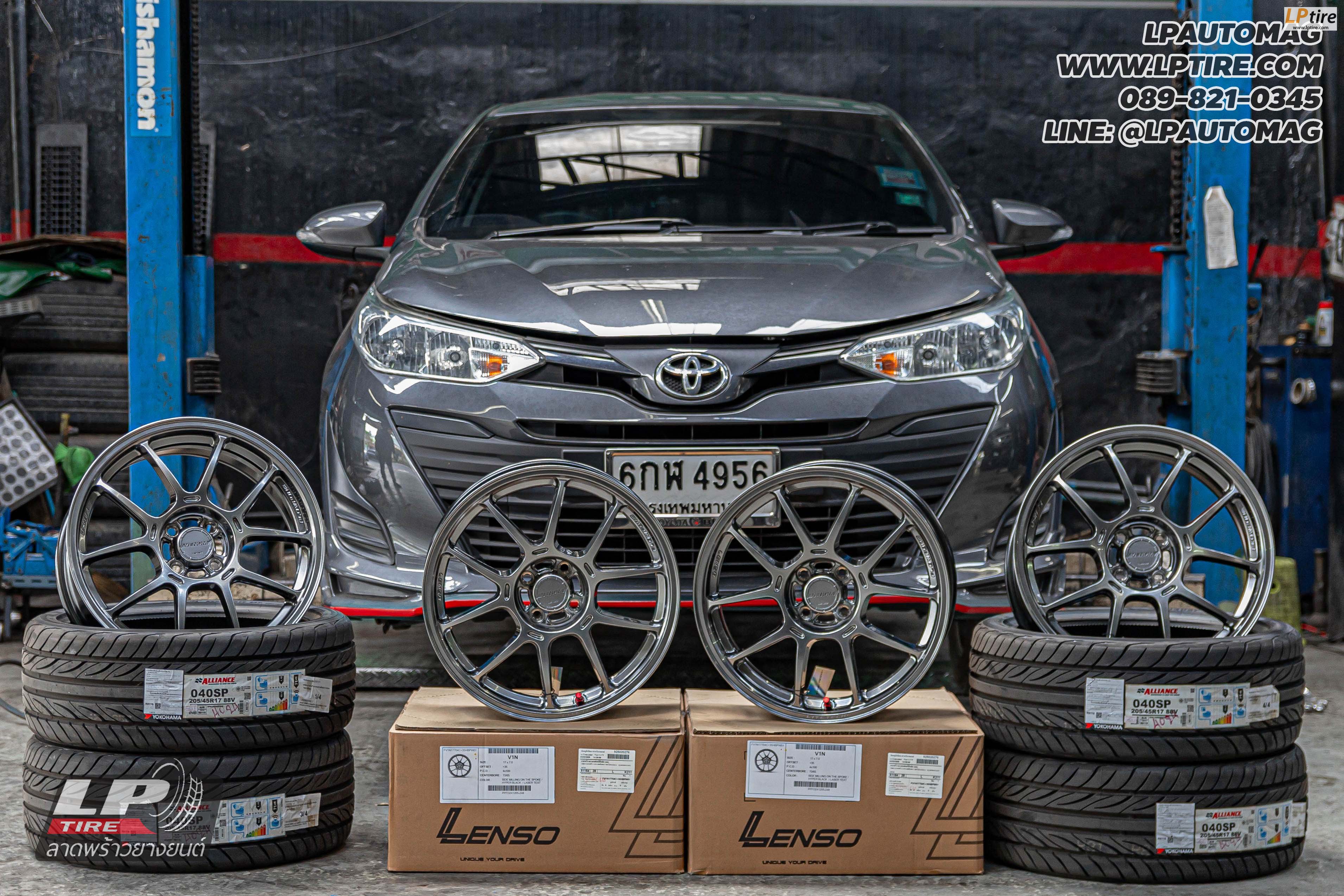 รถ - TOYOTA YARIS Ativ ล้อแม็ก - LENSO VENOM V1N FlowForming Hyper Black สเปค - 17x7 ET35 4x100 ยาง - ALLIANCE AL40 เบอร์ -205/45-17