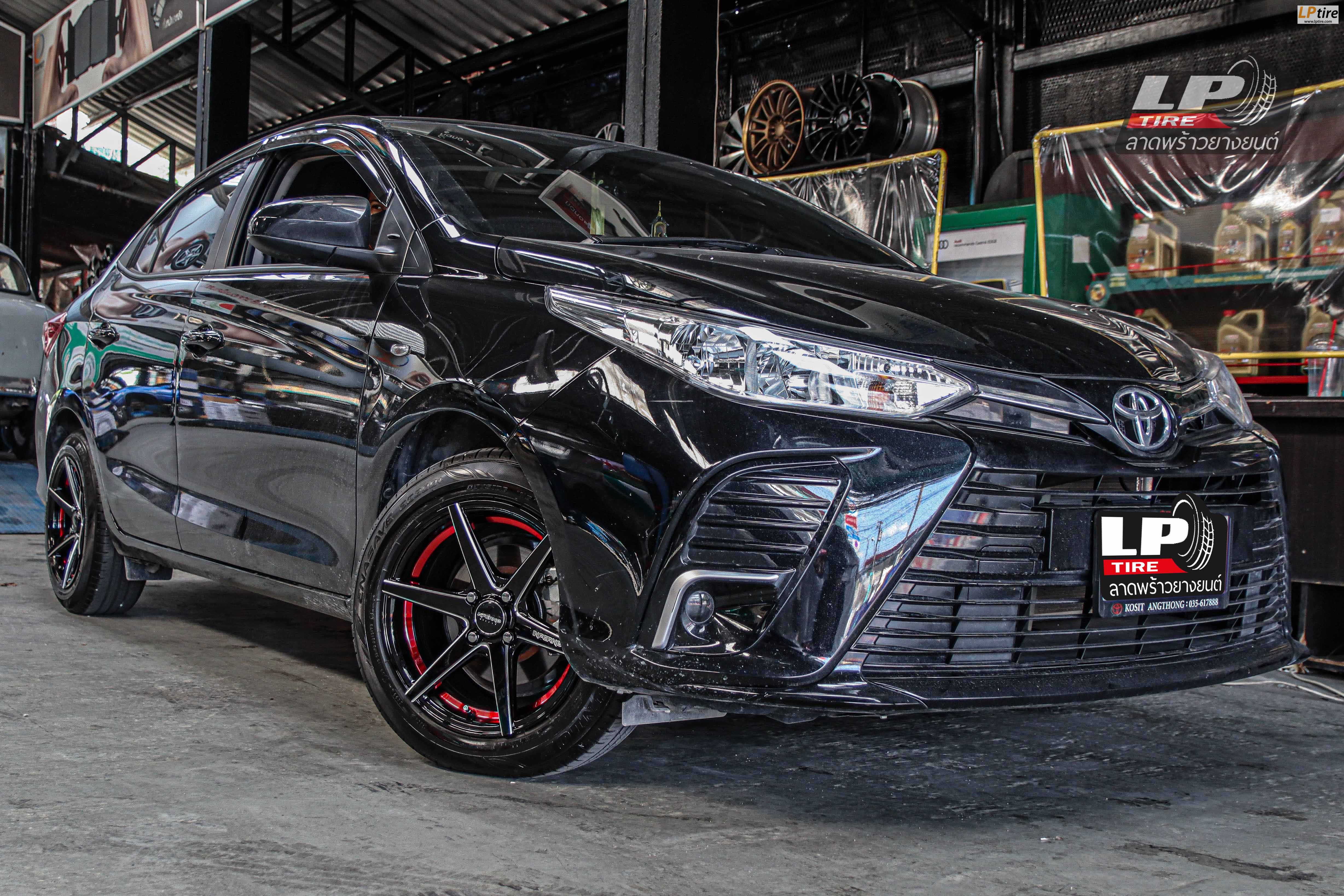 รถ - TOYOTA Yaris ล้อแม็ก - INFERNO 7119 (คัทแดง) ดำเงาอันเดอร์คัดแดง ขอบ - 15x7.5 ET35 4x100
ยาง - Dunlop ec300+ เบอร์ - 185/60-15