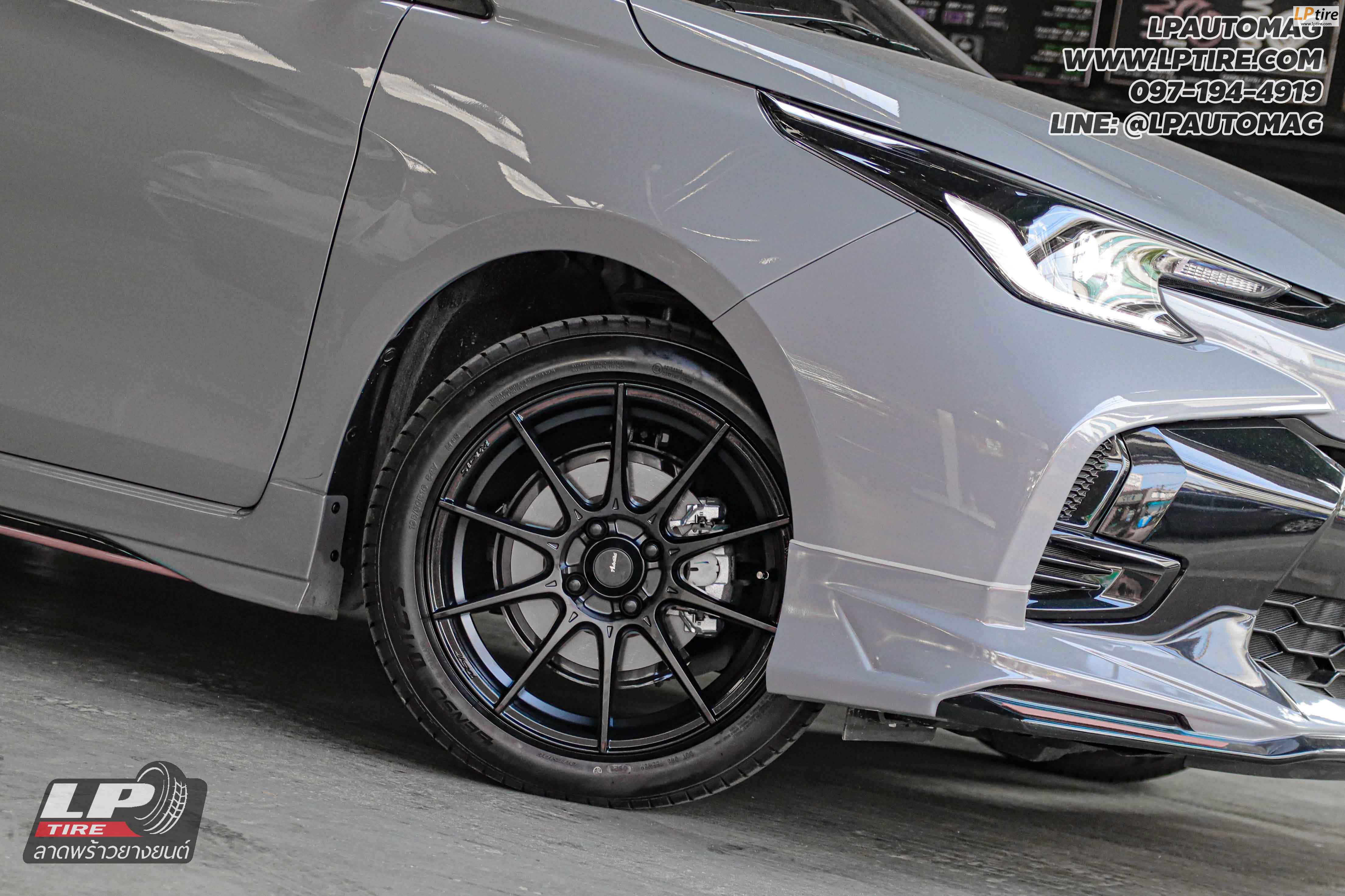 รถ - TOYOTA YARIS ล้อแม็ก -ADVANTI N719 FlowForming ดำด้าน สเปค - 16x7 ET35 4x100 ยาง - LENSO D-1CS เบอร์ - 195/50-16