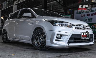 รถ - TOYOTA YARIS ล้อแม็ก - LENSO Jager Gammaดำเงามิลลิ่งก้านเงิน สเปค - 15x7 ET35 4x100 รัดยาง - YOKOHAMA A-DRIVE AA01 เบอร์-195/55-15