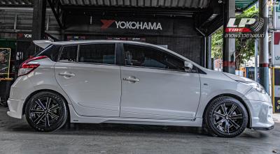 รถ - TOYOTA YARIS ล้อแม็ก - LENSO Jager Gammaดำเงามิลลิ่งก้านเงิน สเปค - 15x7 ET35 4x100 รัดยาง - YOKOHAMA A-DRIVE AA01 เบอร์-195/55-15