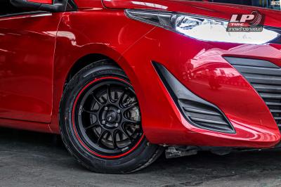 รถ - TOYOTA YARIS ล้อแม็ก - ENKEI SC55 ดำขอบแดง ขอบ - 15x7 ET28 4x100 ยาง - GOODYEAR EAGLE F1 เบอร์ - 195/55 R15 สปริงโหลด - YSS Performance