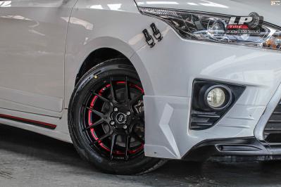 รถ - TOYOTA YARIS ล้อแม็ก - ENKEI SC40 ดำด้านอัดเดอร์คัตแดง ขอบ - 15x7 ET35 4x100 ยาง - FALKEN ZE914 เบอร์ 195/55-15