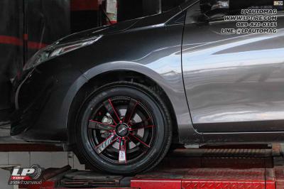 รถ - TOYOTA YARIS ล้อแม็ก - TORQ TR7 ดำขลิบแดง สเปค - 15x7 ET35 4x100 ยาง - ALLIANCE AL30 030Ex เบอร์ - 195/55-15