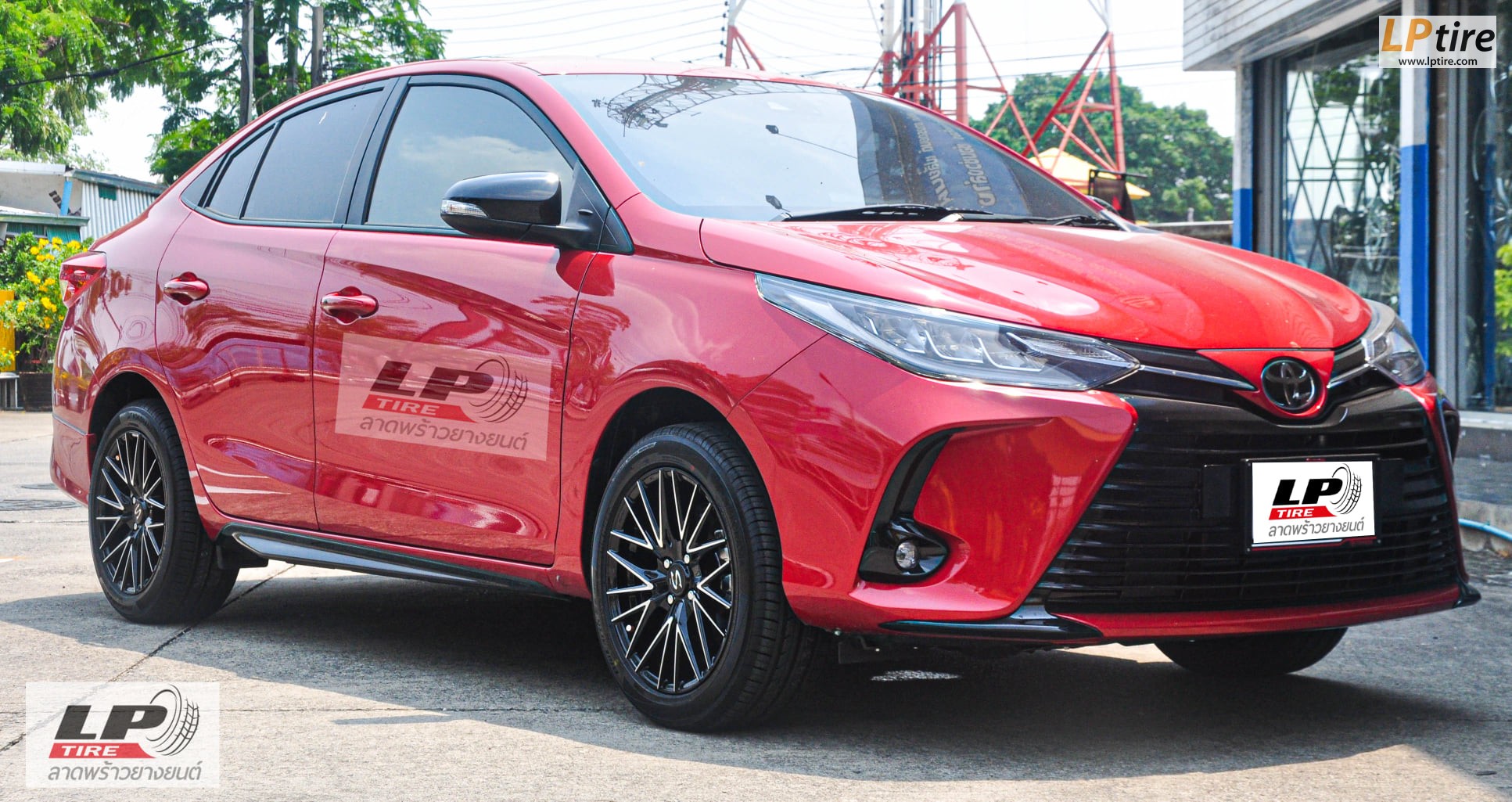 NEW YARIS จัดล้อ ล้อแม็ก LENSO SPIRIT-AKIRA 16x7นิ้ว 4x100 ET38 ดำหน้าเงา YOKOHAMA ES32 205/50R16 สวยสุดๆครับ