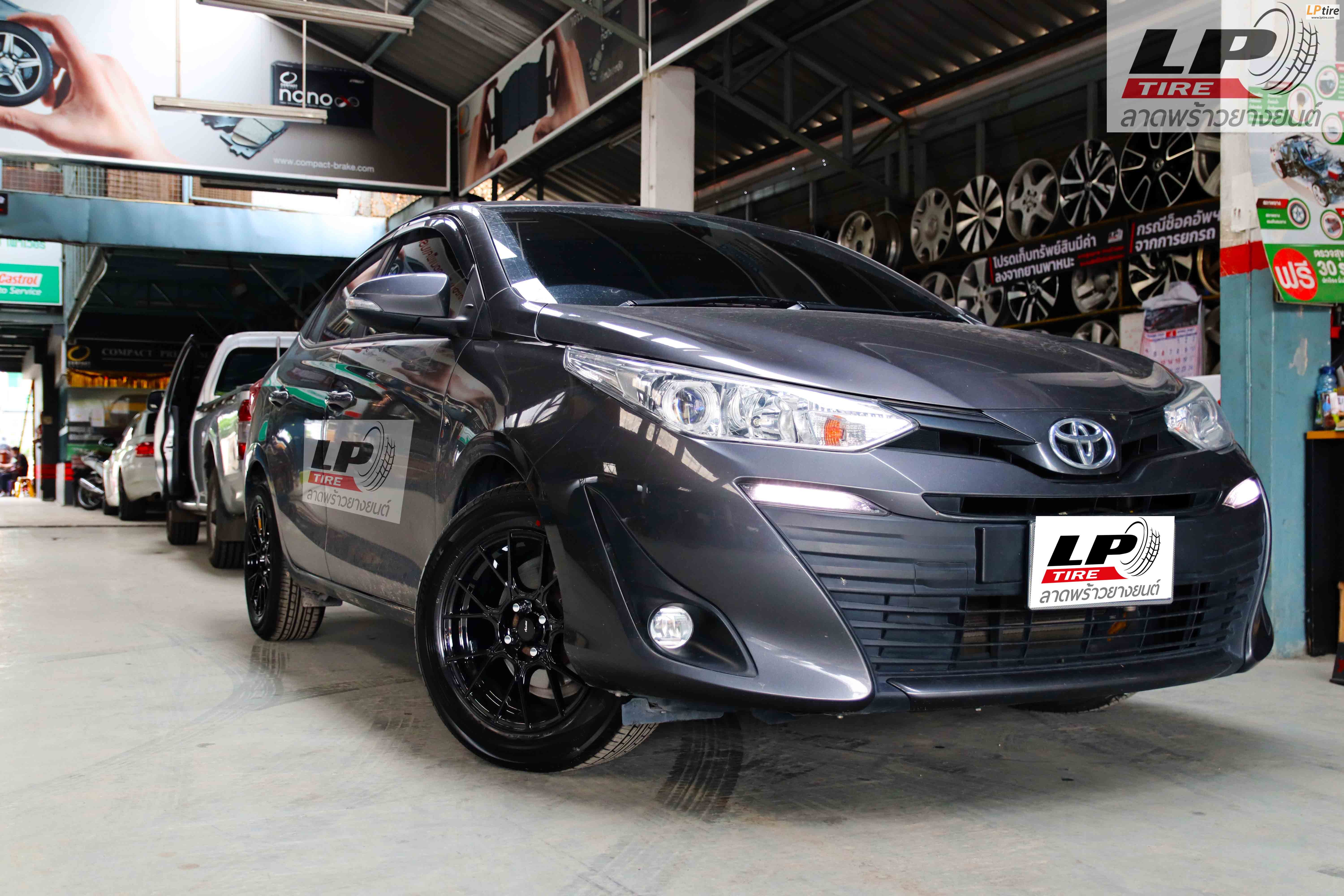 รถ - TOYOTA Yaris ล้อแม็ก - ADVANTI N971 สีดำเงา สเปค - 15x7 4x100 ET35 รัดยาง - YOKOHAMA Alliance 030EX AL30 เบอร์ - 195/60R15