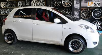 Toyota Yaris + ล้อแม็กลาย TE37V ขอบลึก 15นิ้ว สีดำขอบเงา + ยาง DUNLOP LM703 195/50R15