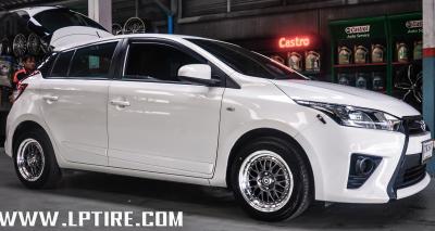 TOYOTA YARIS + แม็ก KONIG SJ-45 แท้ 15นิ้ว สีเทากันขอบเงา + ยางรถยนต์ DUNLOP LM704 195/55-15