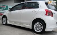 Toyota Yaris + ล้อแม็ก Mic Racing 393 15นิ้ว สีขาวหน้าดำ