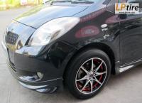 Toyota Yaris + ล้อแม็ก YACHIYODA LW-01 15นิ้ว สีดำหน้าเงาขลิบแดง