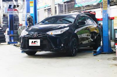 #TOYOTA#YARIS จัดล้อแม็ก LENSO SPIRIT AKIRA 15x7 ET35 4x100 ดำหน้าเงา พร้อมยาง YOKOHAMA A-DRIVE AA01 195/55-15